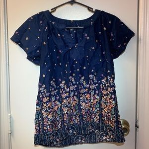 Floral navy blue blouse